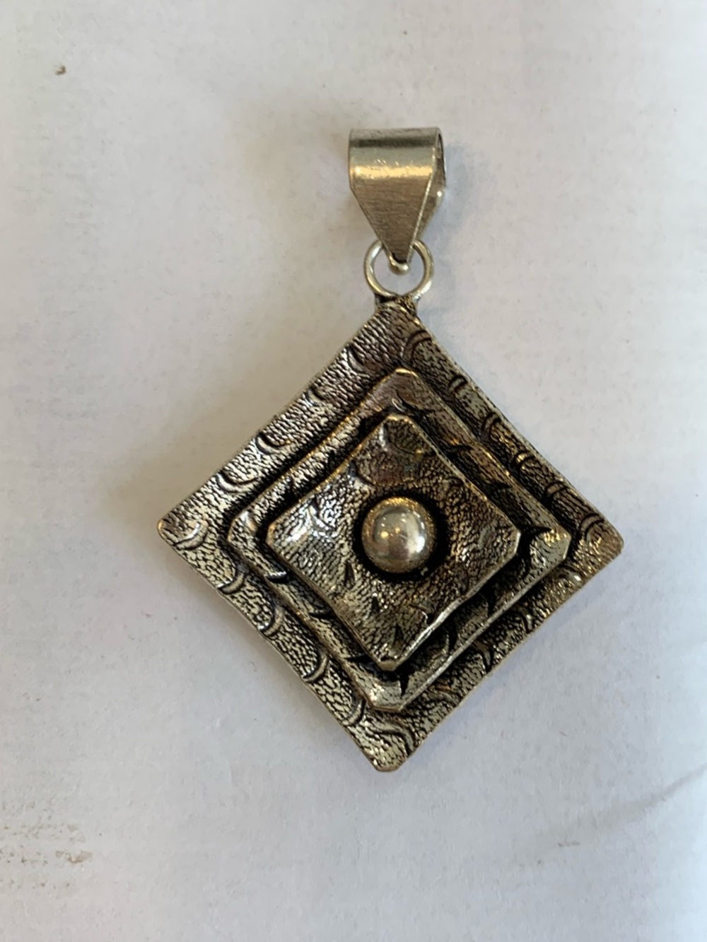 .925 Silver Geometric Square Pendant Necklace